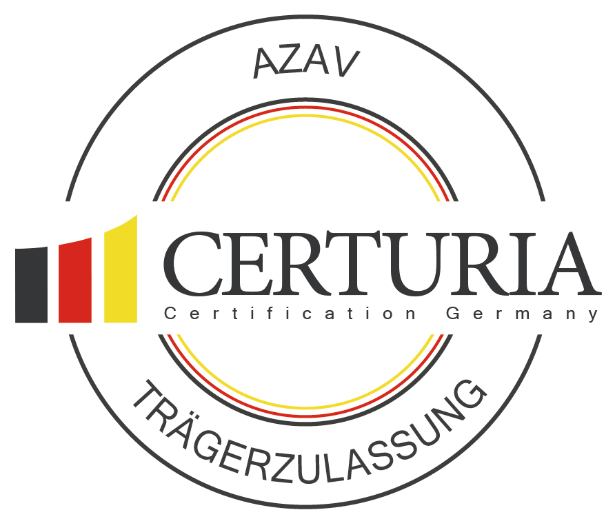 Rundes Siegel von Certuria Certification Germany für eine Trägerzulassung